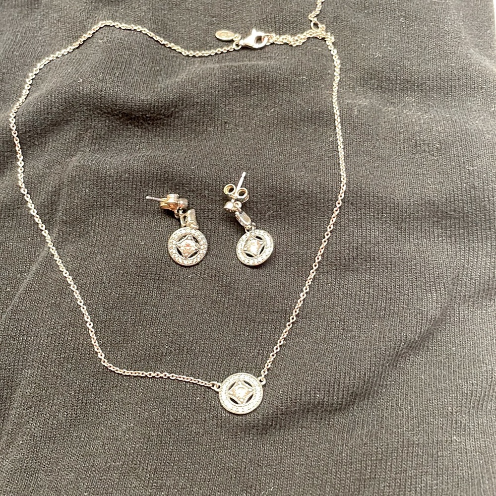 Matching necklace and earrings.
